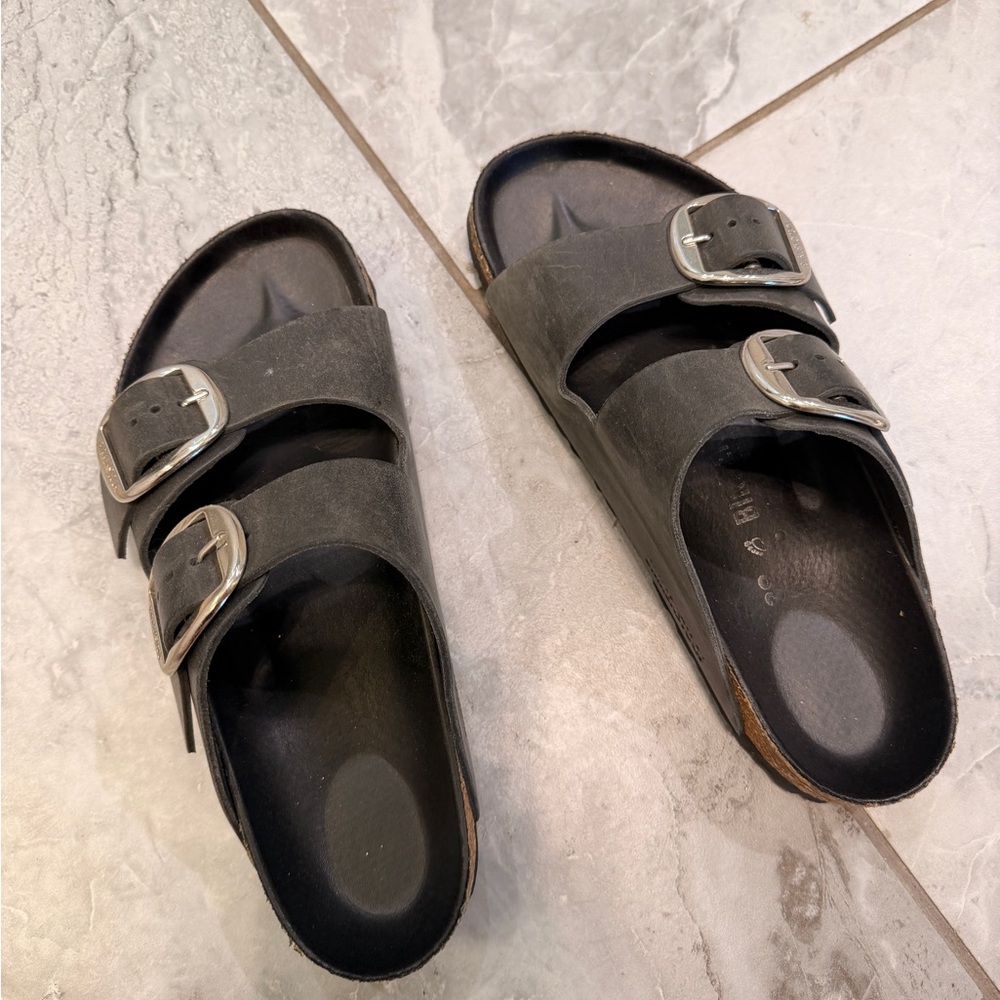 Birkenstock Arizona Big Buckle Slide Sandals in Black - Picture 2 of 5